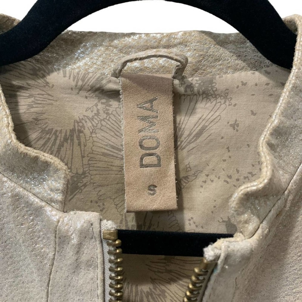 Doma Metallic Leather Motor Jacket Gold Silver Genuine Leather soft S - Picture 5 of 10